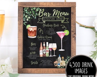 Signature Drinks Sign, Chalkboard Signature Cocktails Template, Greenery Eucalyptus Bar Menu Sign Template, Signature Drinks, 4,000+ Drinks