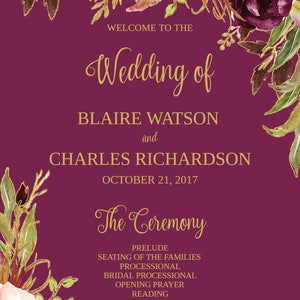 Wedding Program Template Printable / Editable 5x7 Floral - Etsy