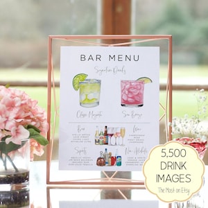 Bar Menu Template, Modern Editable Drink Menu, Minimalist Printable Bar Menu, Signature Drinks Sign, 7,000+ Images, The Original Bar Menu