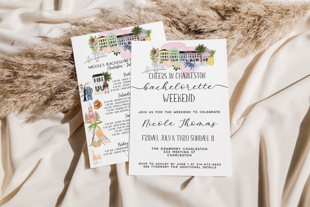 Charleston Bachelorette Weekend Itinerary + Invite, Template, Hen Party ...
