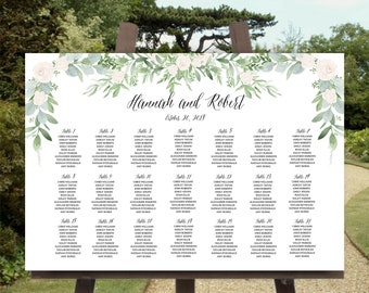 Greenery Wedding Seating Chart Template (36x24, Vertical or Horizontal)