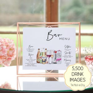 Bar Menu Template, Modern Editable Drink Menu Template, Minimalist Printable Bar Menu, Signature Drinks Sign, 7,000+ Drink Images, Original