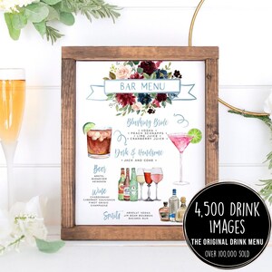 Signature Drinks Sign, Navy Burgundy Signature Cocktail Template, Editable Bar Menu Sign, Signature Drinks Sign, 4,000+ Images, Greenery