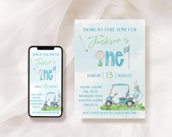 Hole In One Birthday Invitation: Golf First Birthday (INSTANT DOWNLOAD)