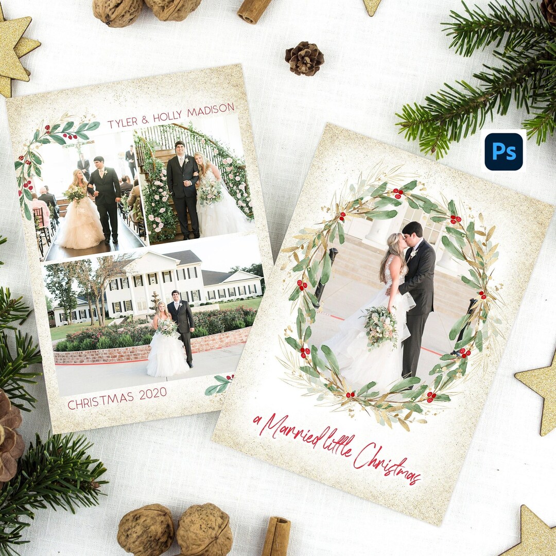 Married Little Christmas Card Template, Photoshop Christmas Card ...