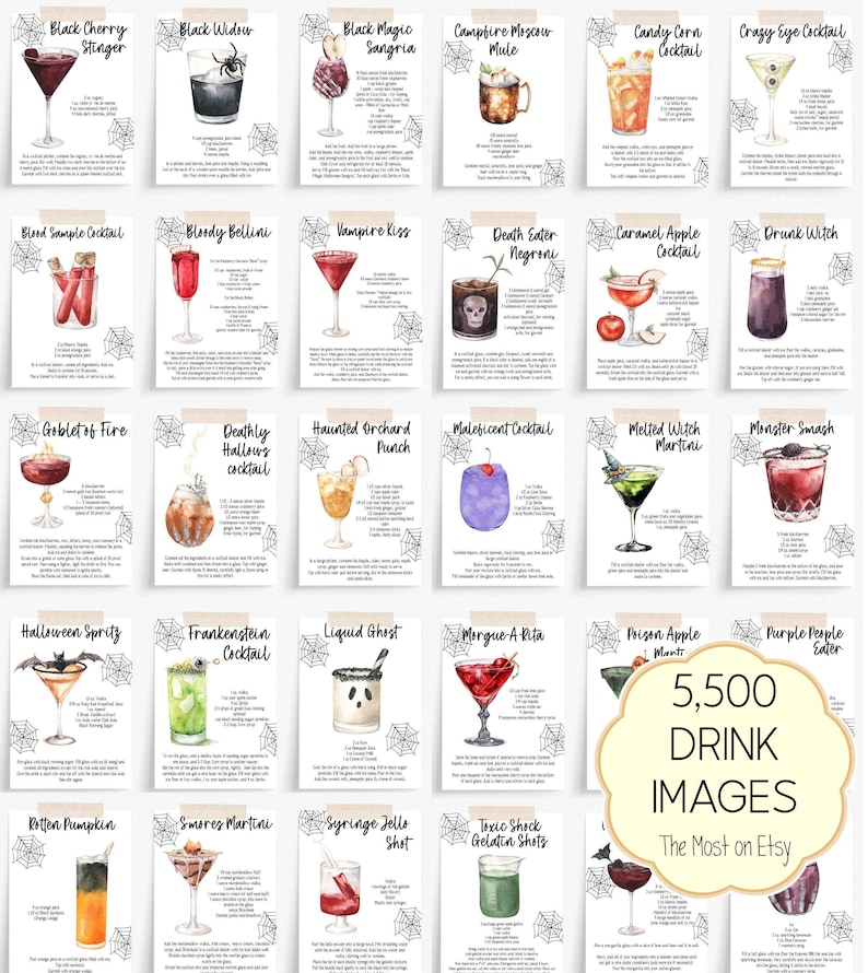 halloween cocktail recipe cards