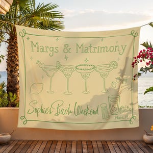 Margs and Matrimony Bachelorette Party Banner, Margarita Theme Weekend Party Decor, Personalized Bachelorette Party Welcome Sign, Beach Bach