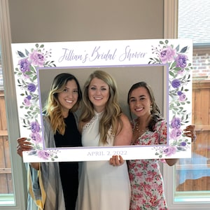 Photo Prop Frame Printable, Bridal Shower Photo Prop Frame Template, Lavender, Lilac Boho Shower Decoration, DIY Purple Shower Backdrop