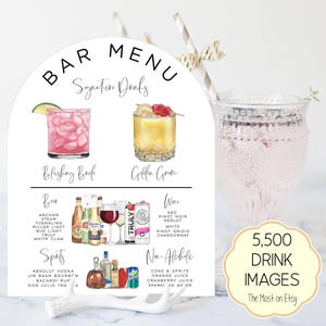 Arch Wedding Bar Menu Template, Modern Editable Drink Menu, Minimalist Printable Bar Menu, Arch Signature Drinks Sign, 7,000+ Drink Images