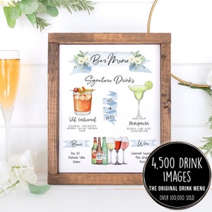 Design Your Own! 4,000+ Drink Images, Garnishes Included, Wedding Bar Menu Template, Signature Cocktail Sign, Signature Drink Menu Printable