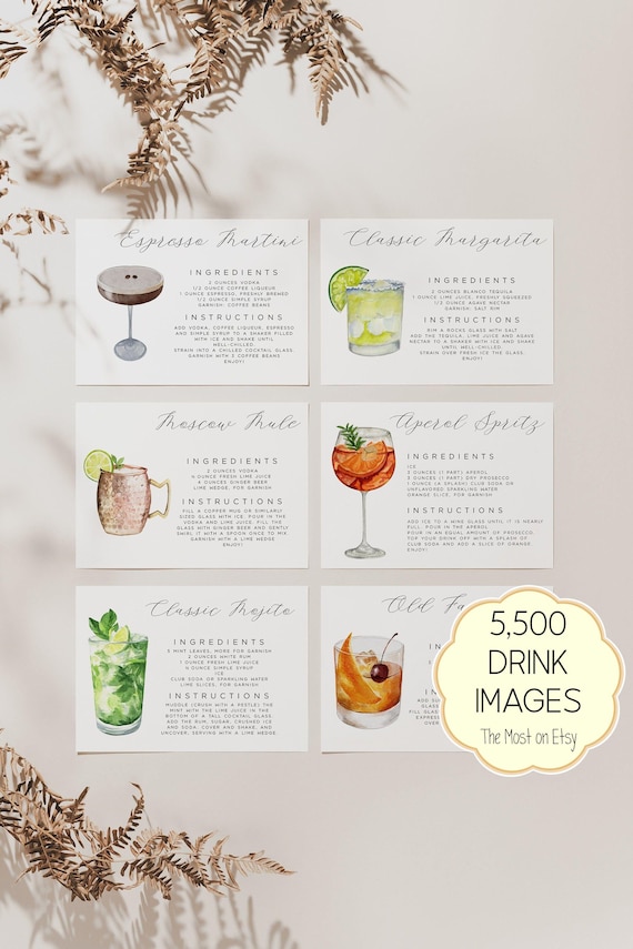Cocktail Recipe Flash Cards - 100+ Bartender Cards With Photos & Instructions For Home Bars & Mixology