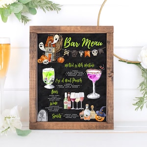 Halloween Bar Menu Editable Sign, Chalkboard Halloween Cocktails Template, Drink Menu Template, Signature Drinks, NEW Halloween Drink Images