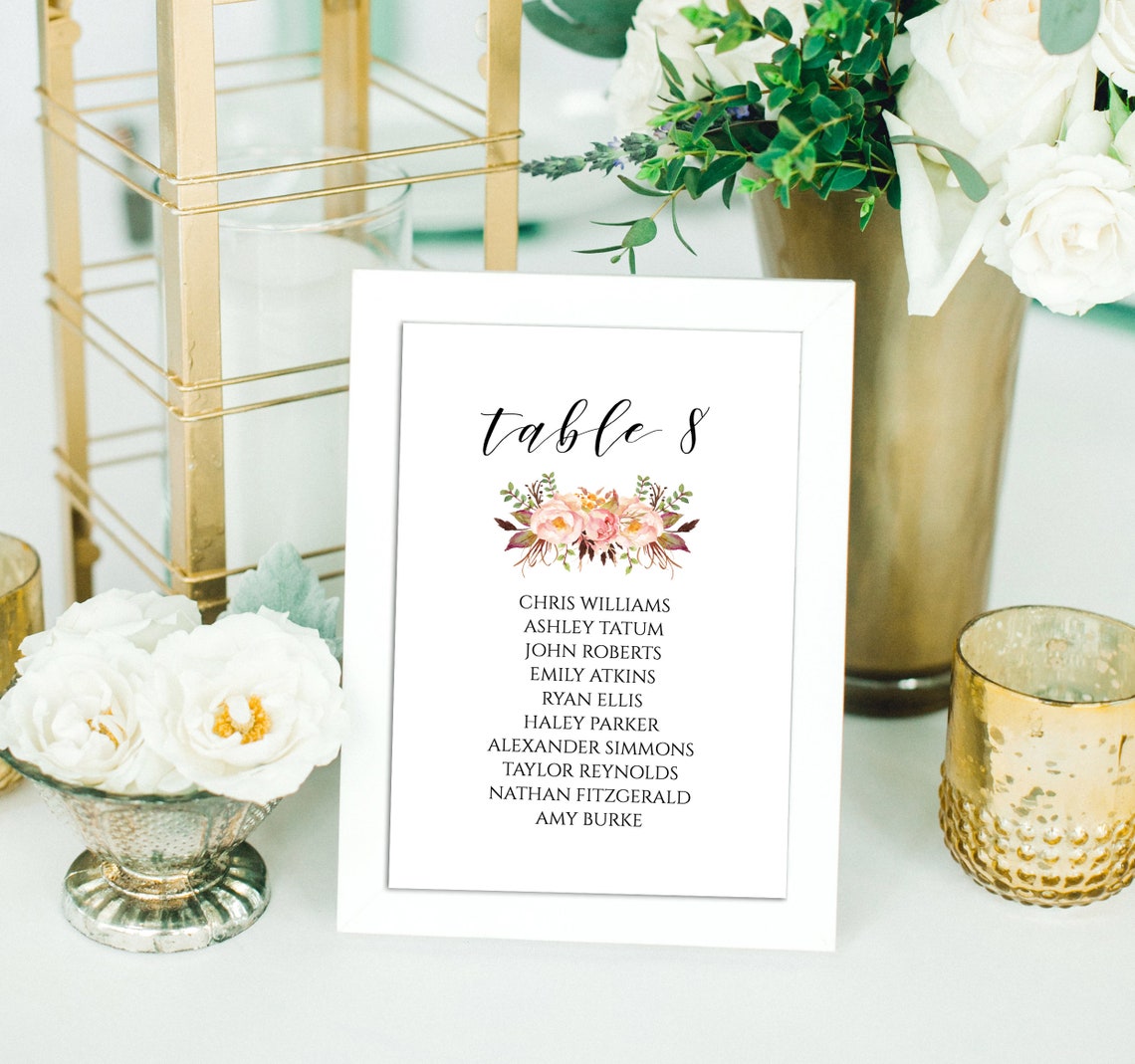 Wedding Seating Chart Cards Template Printable Wedding - Etsy