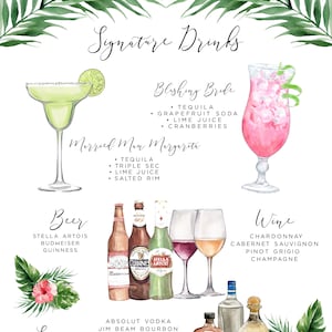 Tropical Drink Menu Template, Editable Signature Cocktails Template ...