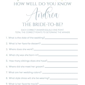 Succulent Bridal Shower Game Printable, How Well Do You Know the Bride ...