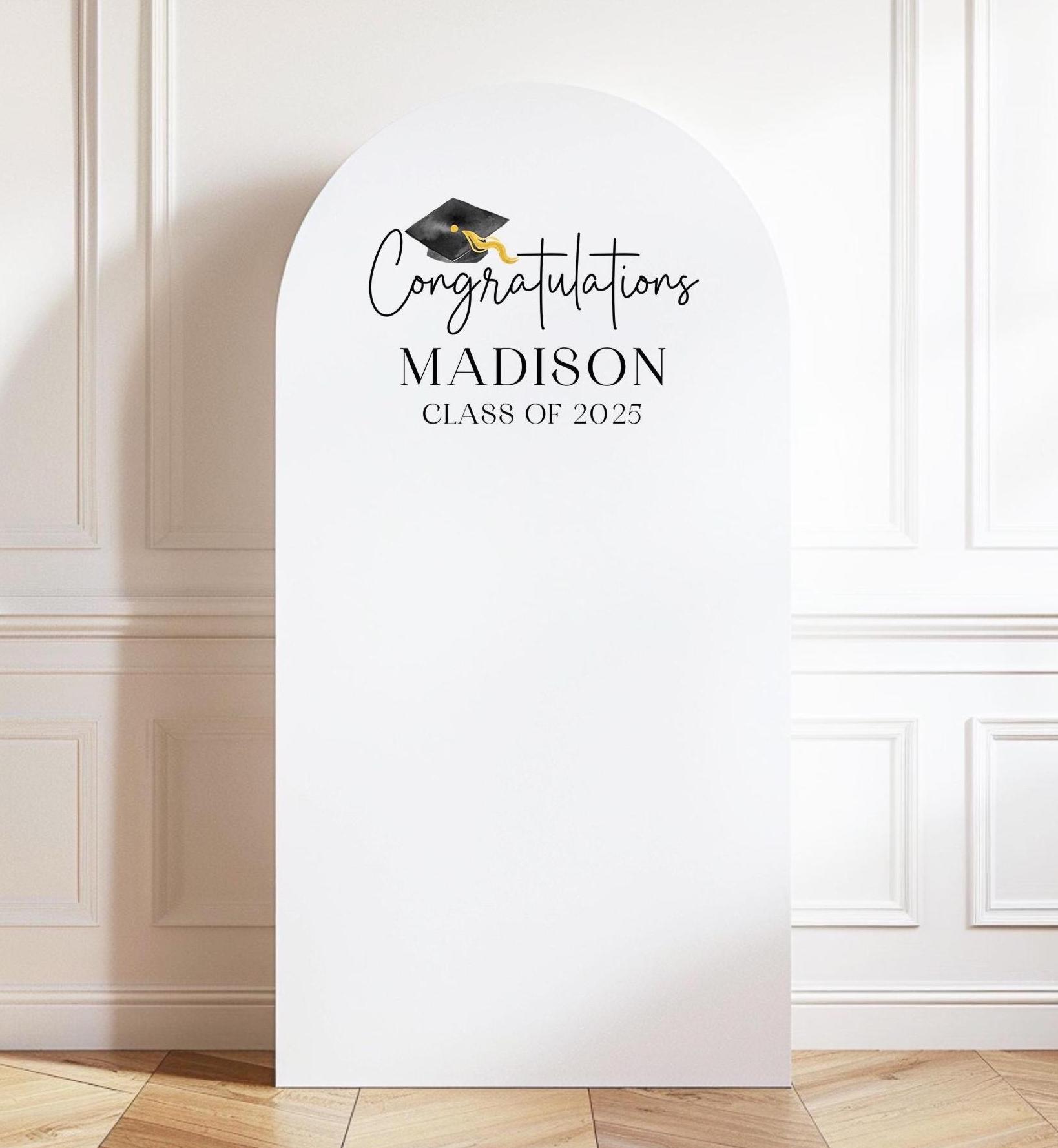 Graduation Arch Backdrop PRINTED, Personalized Graduation Foamboard Arch, Graduation 2025 for Balloon Arch, Grad Party Photo Arch Prop