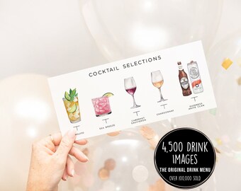 Bar Menu Card Template, Modern Editable Drink Menu Template, Minimalist Printable Bar Menu, Signature Drinks Card, 4,000+ Drink Images