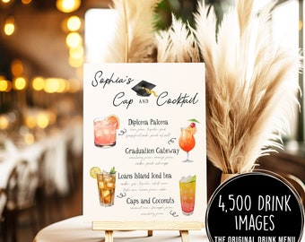 Graduation Signature Drink Template, Graduation Party Cocktail Sign, Editable Grad Party Drink Sign, Printable Grad Bar, Grad Party Decor