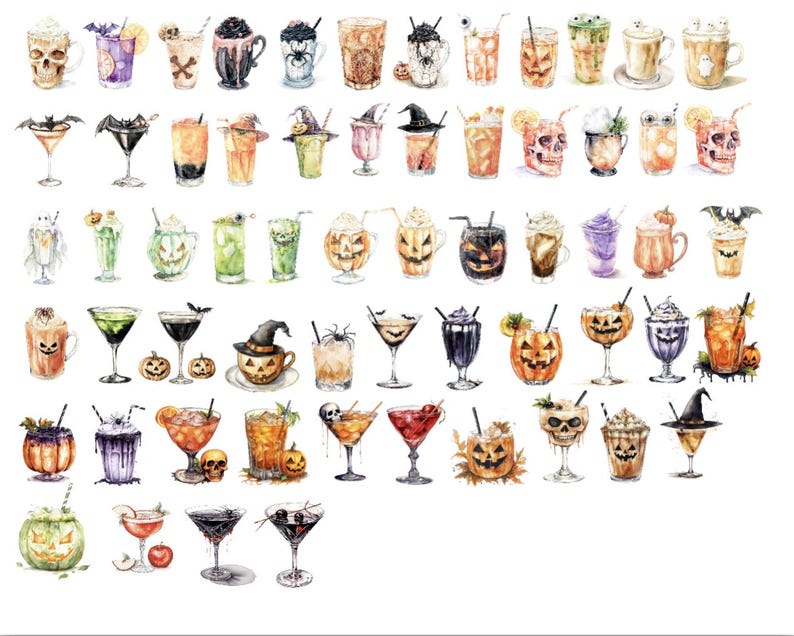 Receptkaarten voor Halloween-cocktails: griezelfeestrecepten (bewerkbare sjabloon) afbeelding 8