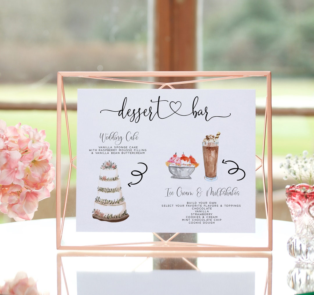 Dessert Bar Menu Sign Template, Design Your Own Dessert Bar Sign