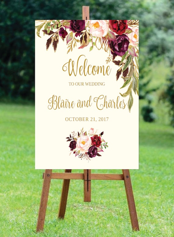 Wedding Sign Template / Editable Three Sizes 16x20