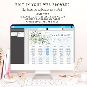 Succulent Wedding Seating Chart: Dusty Blue Eucalyptus (DIY Printable) image 2