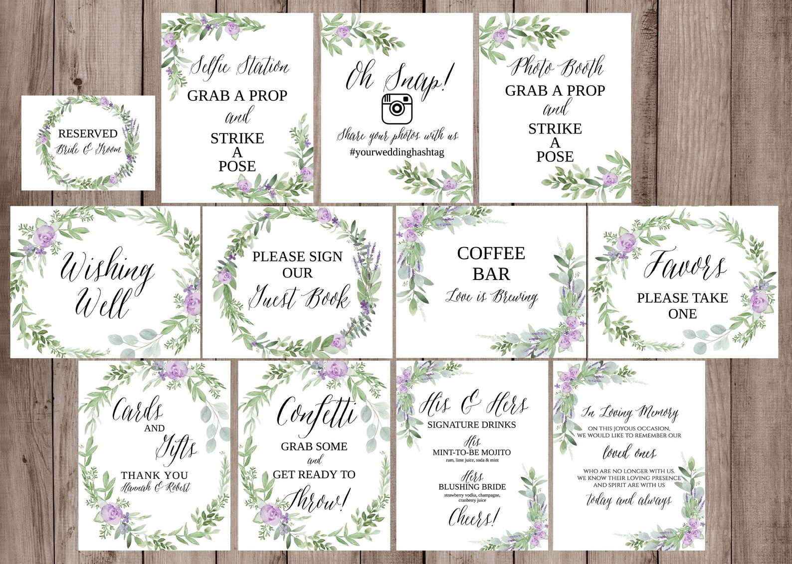Wedding Signs Bundle Template Printable Wedding Signage | Etsy