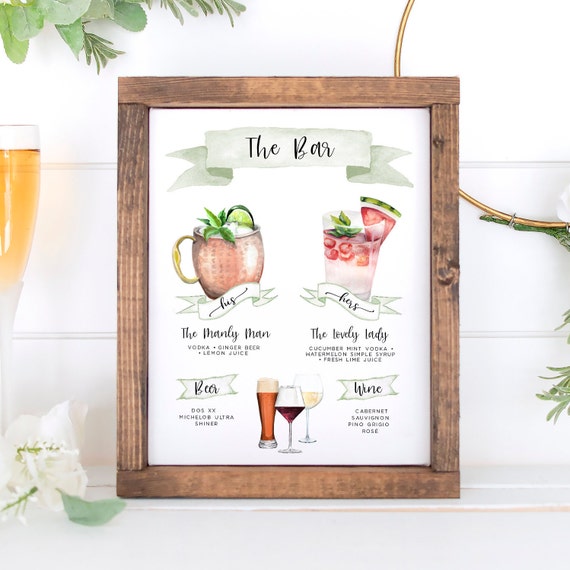 Design Your Own! 150 Drink Images + Garnishes Included, Signature Cocktail Sign Template, Signature Drink Menu Printable, Wedding Bar Sign Il_570xn