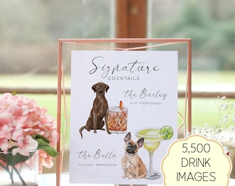 Pet Signature Drink Sign Wedding: Dog & Cat Cocktails (Digital Download)