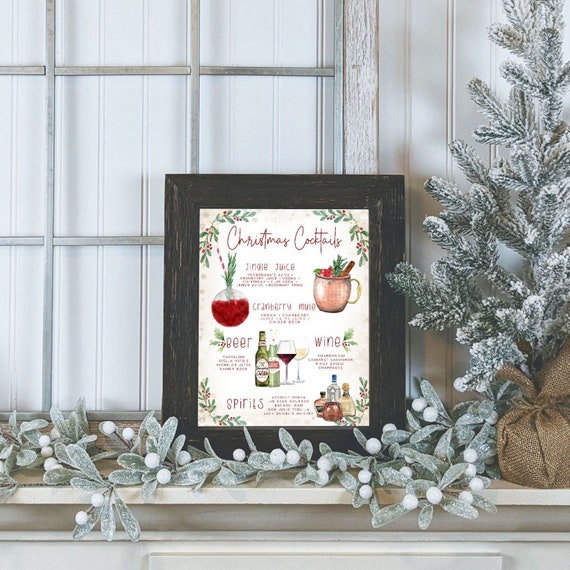 Christmas Party Drinks Sign, Holiday Bar Menu Template, Pine Cone Drink Menu Sign Template, Signature Drinks Sign, 650+ Drink Images Il_570xn
