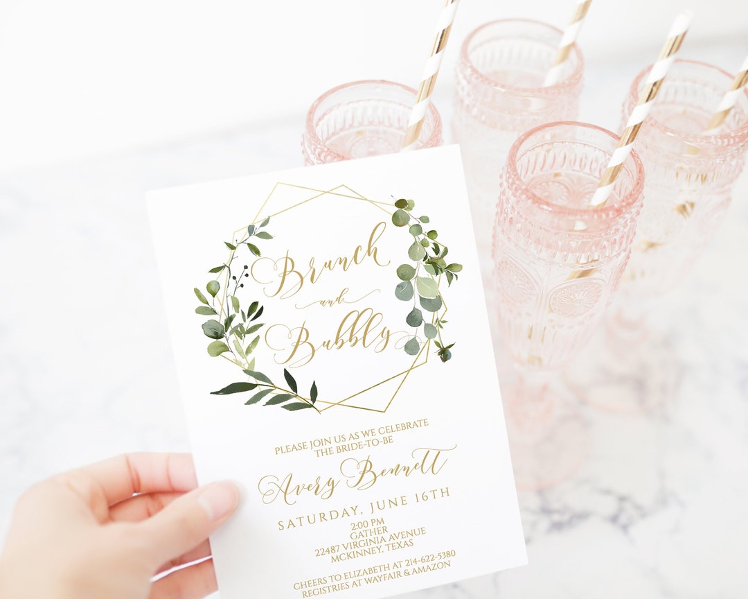 Printable Bridal Shower Invitation Template, Brunch and Bubbly ...