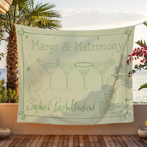 Margs and Matrimony Bachelorette Party Banner, Margarita Theme Weekend Party Decor, Personalized Bachelorette Party Welcome Sign, Beach Bach