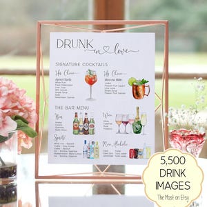 Modern Wedding Bar Menu Template: Signature Drinks (Digital Download)