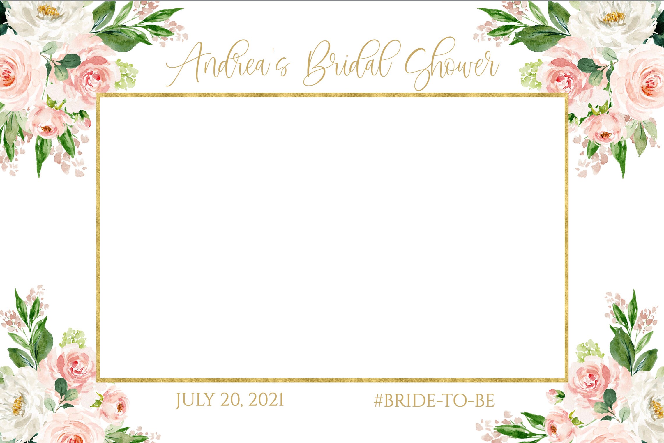 Blush Pink Floral Photo Booth Frame: Bridal Shower, Wedding, Baby