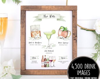Design Your Own! 4,000+ Drink Images + Garnishes Included, Signature Cocktail Sign Template, Signature Drink Menu Printable, His Hers Ours