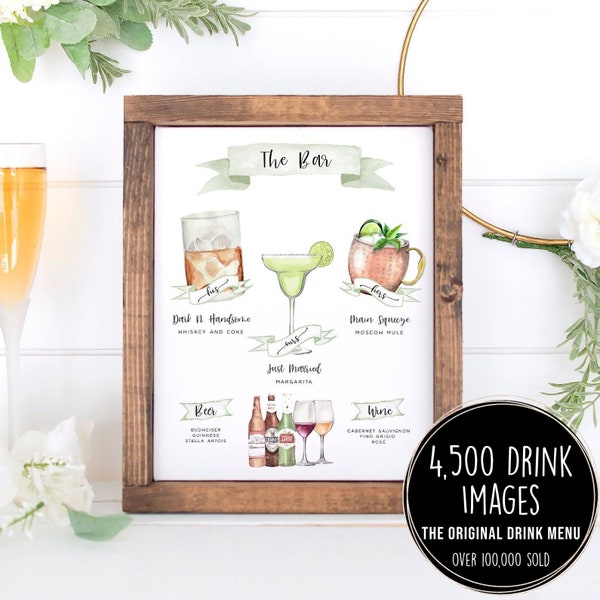 Design Your Own! 4,000+ Drink Images + Garnishes Included, Signature Cocktail Sign Template, Signature Drink Menu Printable, His Hers Ours