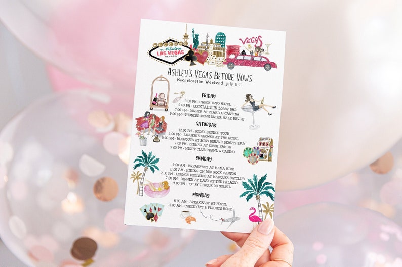 Bachelorette Weekend Itinerary Las Vegas Template Printable - Etsy