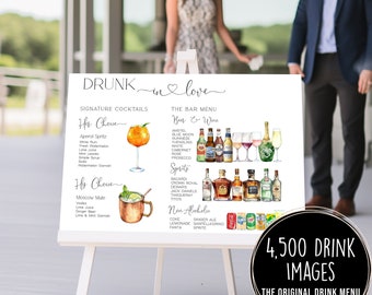 Drunk in Love Bar Menu Template, Modern Editable Drink Menu, Minimalist Printable Bar Menu, Signature Drink, 4,500+ Images, Mobile Bartender