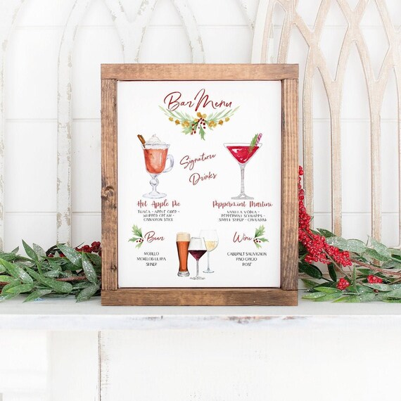 Design Your Own! 650 Drink Images + Garnishes Included, Wedding Bar Menu Template, Signature Cocktail Sign, Christmas Drink Menu Holiday Il_570xn
