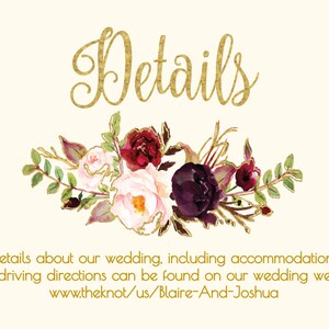 Marsala Wedding Invitation Template Printable / Editable / Marsala