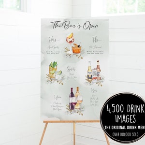 Signature Drinks Sign, Editable Signature Cocktails Template, Bar Menu Sign, Signature Drink Sign, 4,000+ Drinks, Easy One-Click Editing