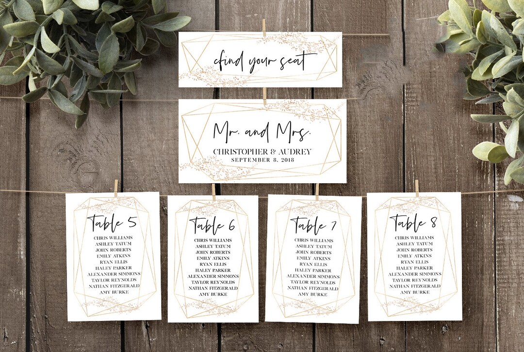 Wedding Seating Chart Cards Template, Printable Wedding Seating Chart ...
