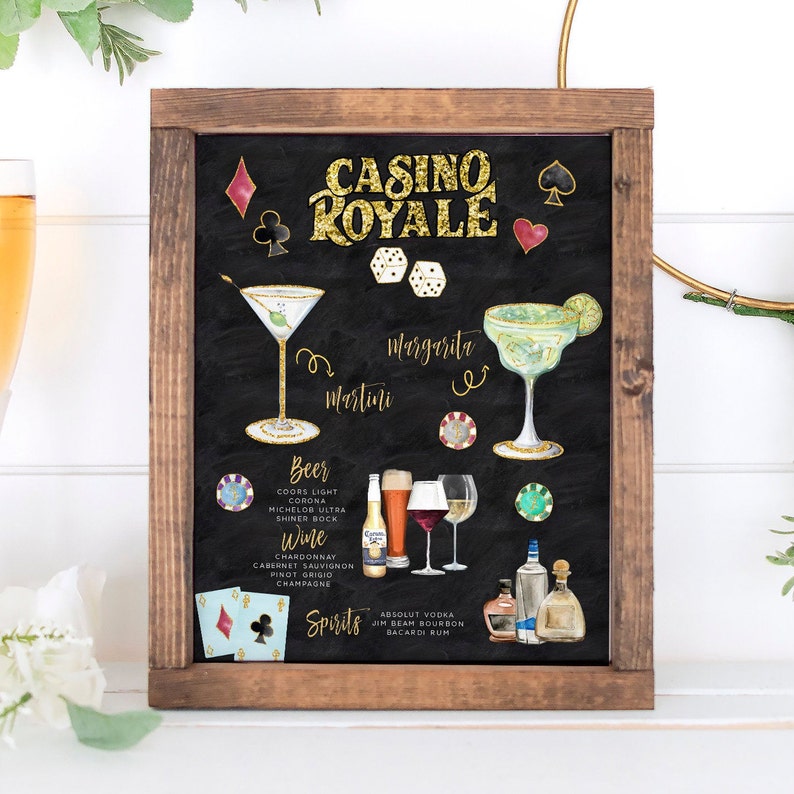 Casino Bar Menu Template Las Vegas Drink Menu Design Your Etsy