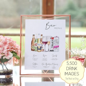 Bar Menu Template, Modern Editable Drink Menu, Minimalist Printable Bar Menu, Signature Drinks Sign, 7,000+ Drink Images, The Original Bar