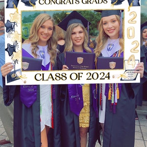 Graduation Photo Prop Frame Template, Grad Party Photo Booth Frame Printable, 2024 Graduation Party Decor Sign, Graduation Party Backdrop image 8