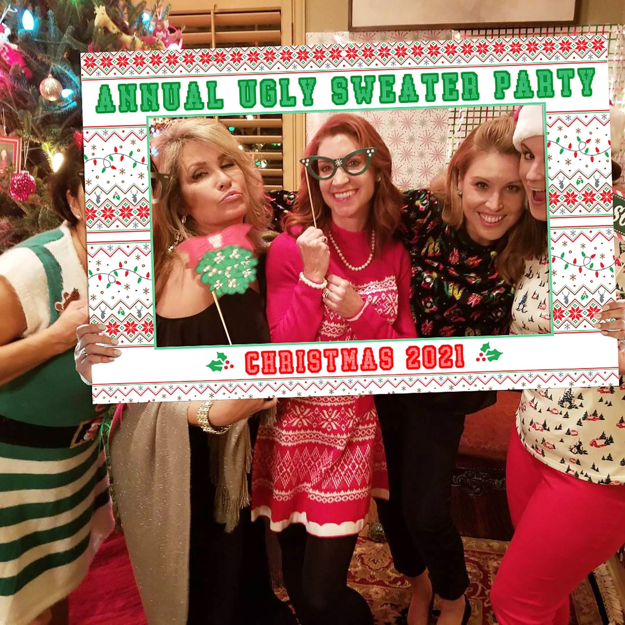 Ugly Christmas Sweater Party Photo Prop Frame PRINTED Ready to Use Christmas Party Decor Holiday Party Decor Photo Booth