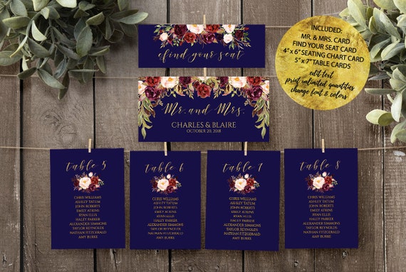 Seating Chart Table Cards