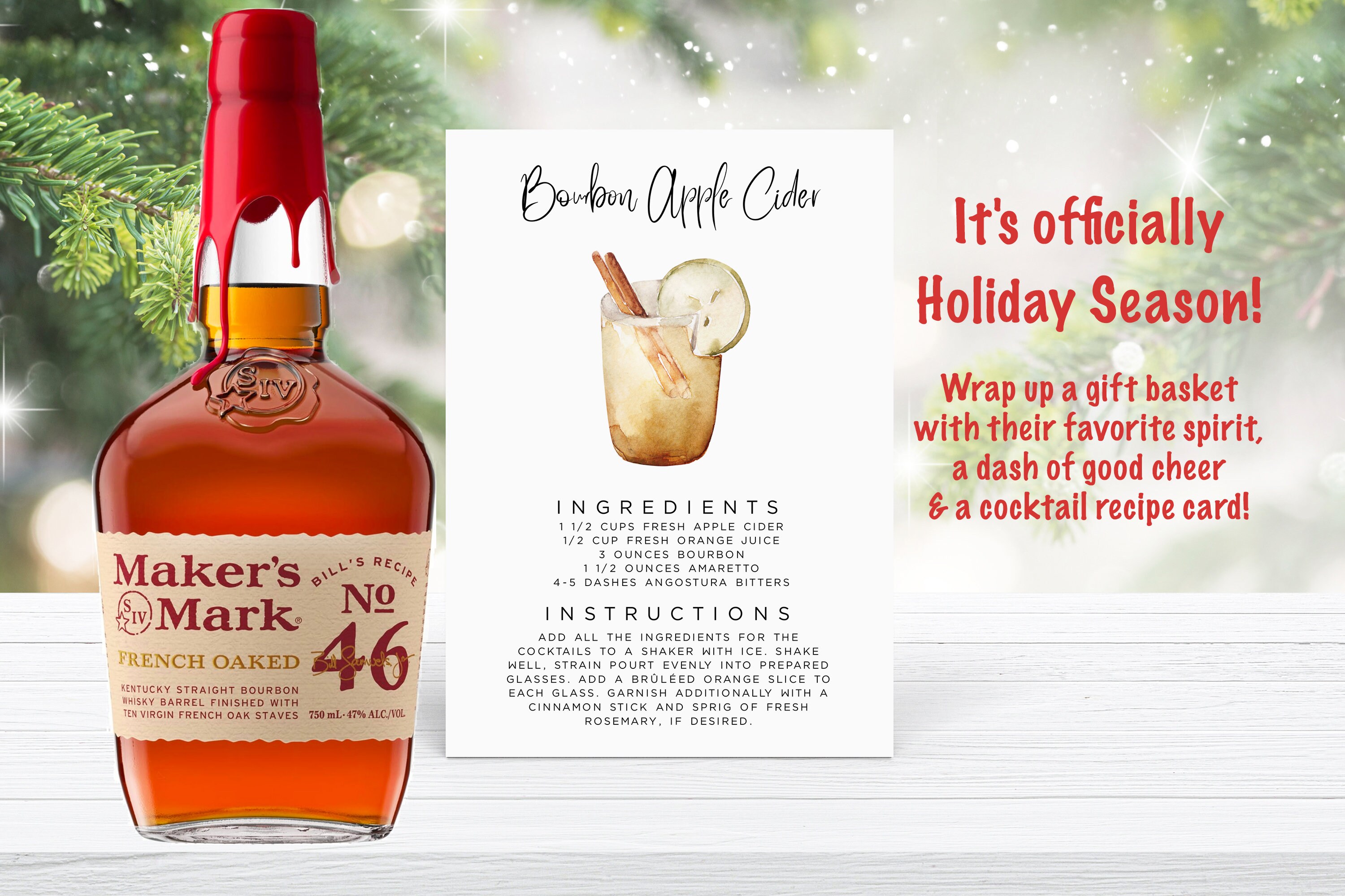 Weihnachtskarte Für Besondere Paare – Künstlerisches Design Mit Cocktail-Motiv, Silberfolie & Glitzer