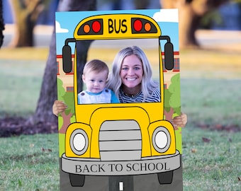 School Bus Photo Prop Frame Template, Kid's Birthday Party Photo Prop, School Theme Decor, Selfie Frame, Back To School Editable Frame, DIY