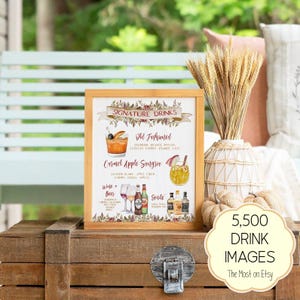 秋の特製ドリンクの看板：秋のカクテルバーメニュー（テンプレート）